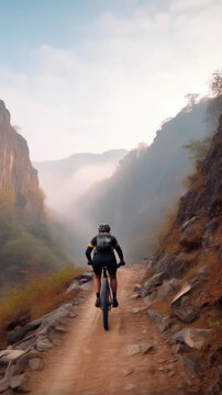 Majestic Landscapes of Asia: Exploring on Two Wheels. Generative AI