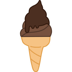 chocolate ice cream cone hand draw