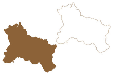 Hallein district (Republic of Austria or Österreich, Salzburg state) map vector illustration, scribble sketch Bezirk Hallein or Tennengau map