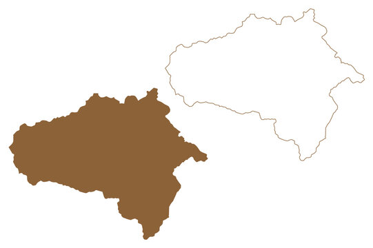 Tamsweg district (Republic of Austria or Österreich, Salzburg state) map vector illustration, scribble sketch Bezirk Tamsweg or Lungau map