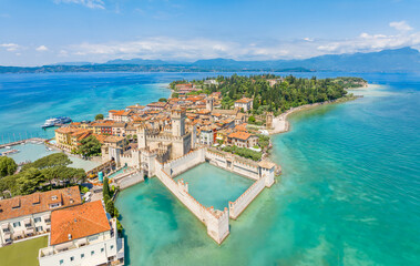 Fototapeta na wymiar Landscape with Sirmione town, Garda Lake, Italy