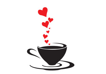 Coffee cup with heart on white background. Vector illustration.