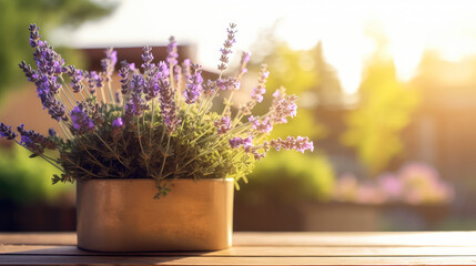 Lavender plant in pot, copy space