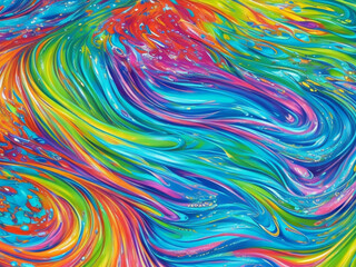 Fluid Waves draving background. AI generated illustration