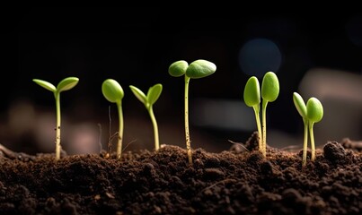 The miracle of life: tiny plant seedlings taking root Creating using generative AI tools