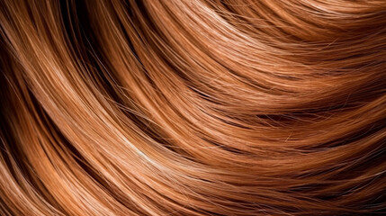 Close-up of wavy brown hair strands on dark background, beauty and fashion concept. Macro shot of  female chestnut hair strands, top view. Hair care concept. Tuft brown hair.  AI generated