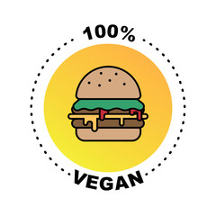 vegan logo. Healthy food sign, label for eco, bio, cafe, packaging and food. 100% vegan label for your ad. Organic design template.
