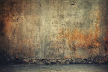 Old wall and floor worn in soft and degraded colors and lighting. Old background concept. Generative AI