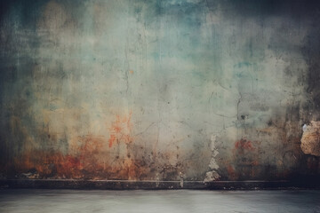 Old wall and floor worn in soft and degraded colors and lighting. Old background concept. Generative AI
