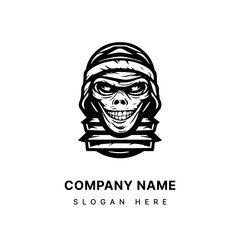 Creepy mummy hand drawn logo design illustration, perfect for Halloween events, horror themed projects, and spooky merchandise. Mysterious, eerie, and unforgettable. Generative AI