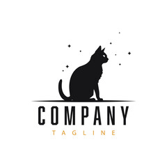 Black cat logo template design