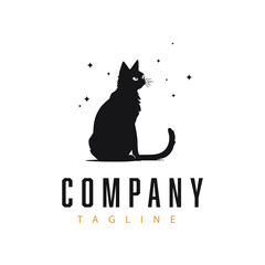 Black cat logo template design