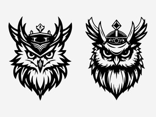 Artistic hand drawn illustration of an owl, capturing its majestic presence and enigmatic charm in a logo design Generative AI