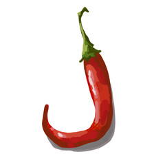 Hand drawn artistic food illustration of hot chilli pepper