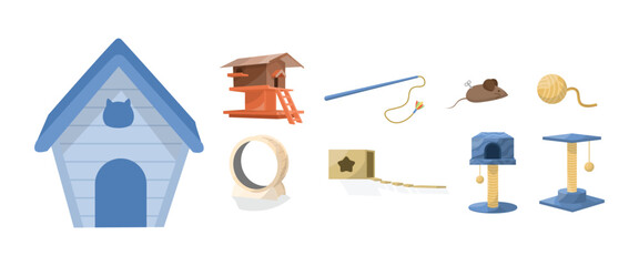 Cat Playground Illustrations Colllection. Cat Playground Set.
