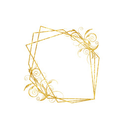 Gold frame isolated on a white background. Holiday cards. Wedding invitations.