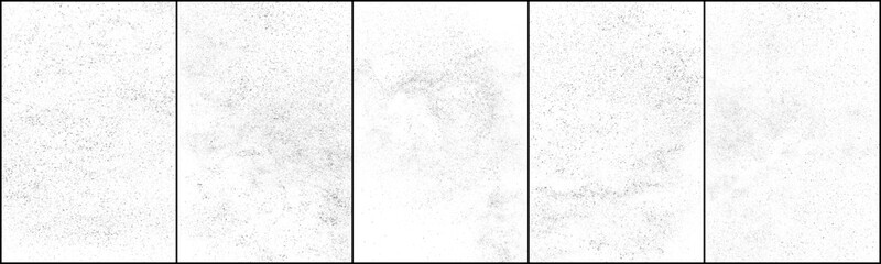Set of distressed black texture. Dark grainy texture on white background. Dust overlay textured. Grain noise particles. Rusted white effect. Vector illustration, Eps 10.