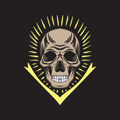 Skull art Illustration hand drawn style premium vector for tattoo, sticker, logo etc