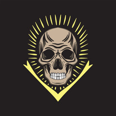 Skull art Illustration hand drawn style premium vector for tattoo, sticker, logo etc