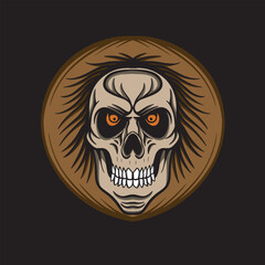 Skull art Illustration hand drawn style premium vector for tattoo, sticker, logo etc