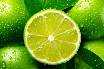 Green lime cut in half, generative ai