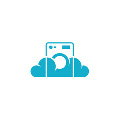 Cloud and washing machine logo design combination.