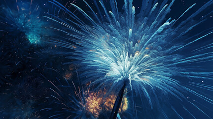 Blue fireworks for celebrations. 