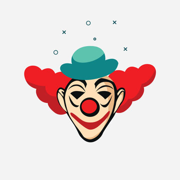 Clown head vector icon. Fun cute smile mask face isolated on white.