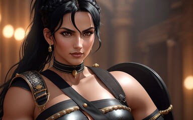 Beautiful warrior woman. IA generativa