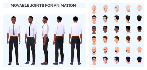 Business Man Character Creation Pack with man wearing Formal Shirt and Pants, Various ethnicities and Races