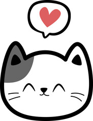 cute smile cat face flat design cartoon element illustration
