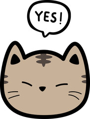 cute cat face flat design cartoon element illustration