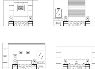 Vector sketch of bedroom interior design illustration along with furniture and furnishings