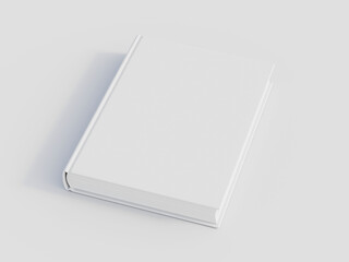 Blank white book on white background. Blank white book cover mockup