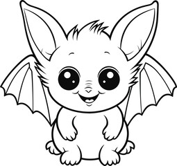 Bat, colouring book for kids, vector illustration