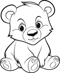 Obraz premium Bear, colouring book for kids, vector illustration