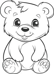 Bear, colouring book for kids, vector illustration