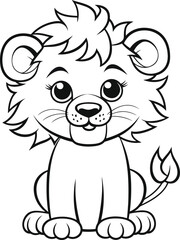 Fototapeta premium Lion, colouring book for kids, vector illustration