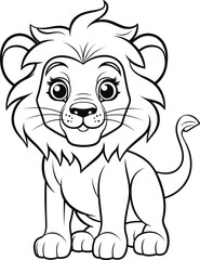Obraz premium Lion, colouring book for kids, vector illustration