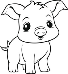 Pig, colouring book for kids, vector illustration