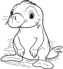 Platypus, colouring book for kids, vector illustration