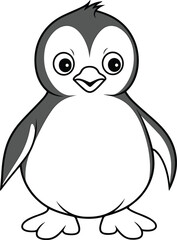 Naklejka premium Penguin, colouring book for kids, vector illustration