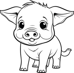 Pig, colouring book for kids, vector illustration