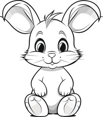 Obraz premium Rabbit, colouring book for kids, vector illustration