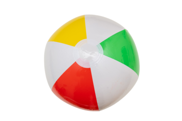 Colorful beach ball isolated on transparent background, PNG, 