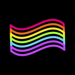 Neon Rainbow Waving Flag Pride Party Icon