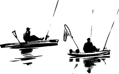 fishing by fishing kayak boat in the ocean