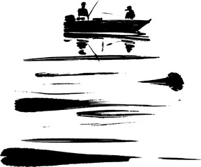 fishing by fishing kayak boat in the ocean
