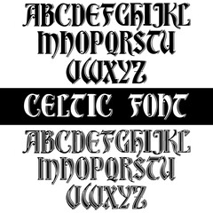 Author s stylish celtic font with patterns. Celtic knot.