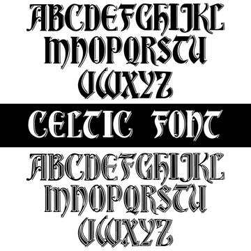 Author s stylish celtic font with patterns. Celtic knot.